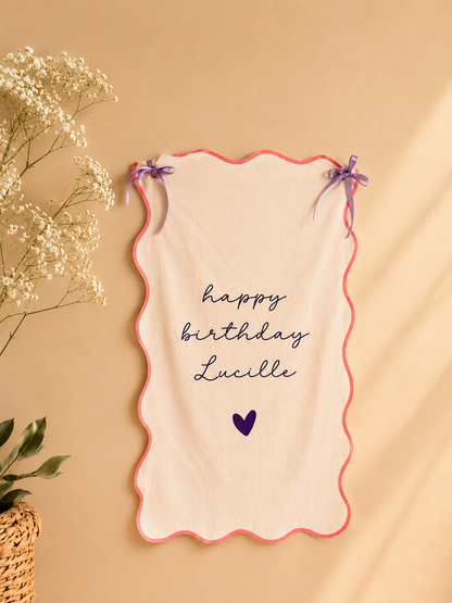 Wavy Scalloped Linen Sign